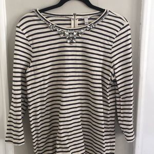 J Crew Embellished Striped Top